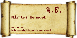 Mátai Benedek névjegykártya